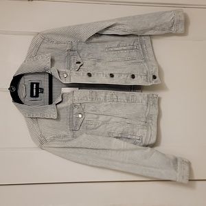 Lands End Medium petite striped denim jacket